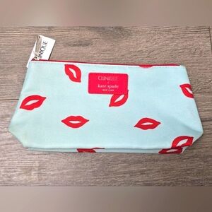 Clinique X Kate Spade Assessory Bag Aqua Red Lips NWT